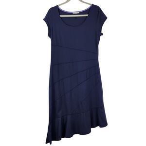 Athleta Dress Small** Athleisure Jersey Knit Pintucks Asymmetrical Hem Ruffle